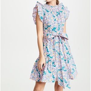 Banjanan Pink and Teal Floral Ruffle Mini Dress